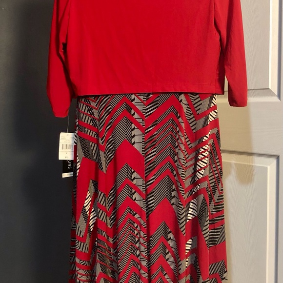 Perceptions Chevron Pattern Dress with Red Jacket size L - Picture 6 of 8